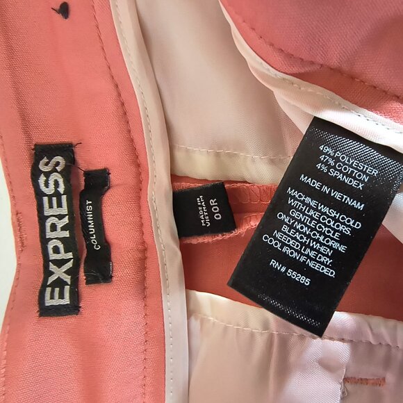 Express Columnist Ankle Mid Rise Size 00 Regular Light Coral Stretch Pants - Picture 6 of 10